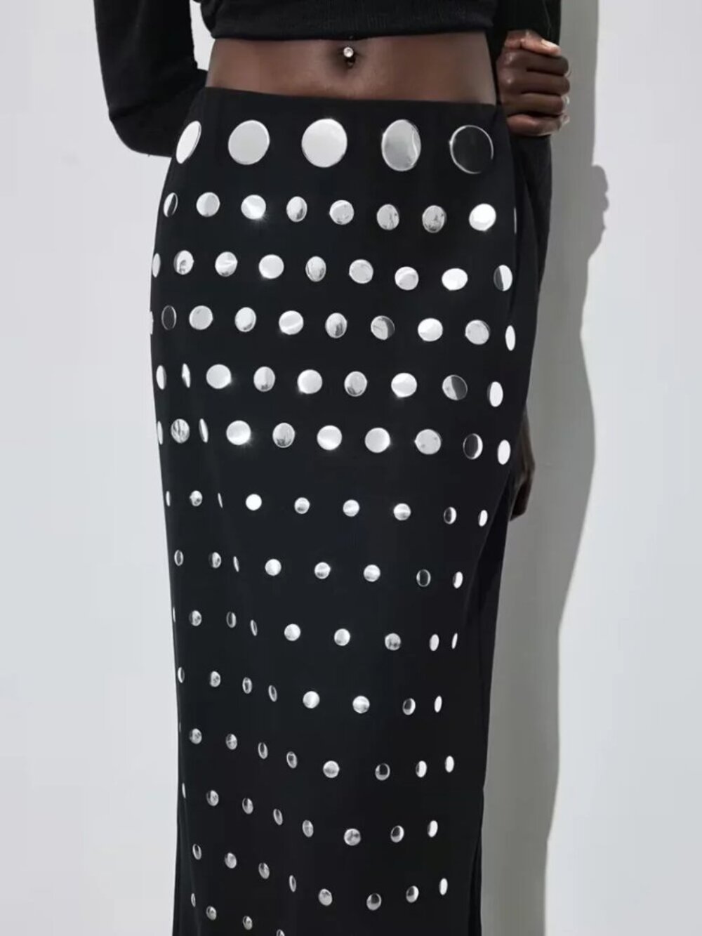 Minimalist Mirror Midi Skirt